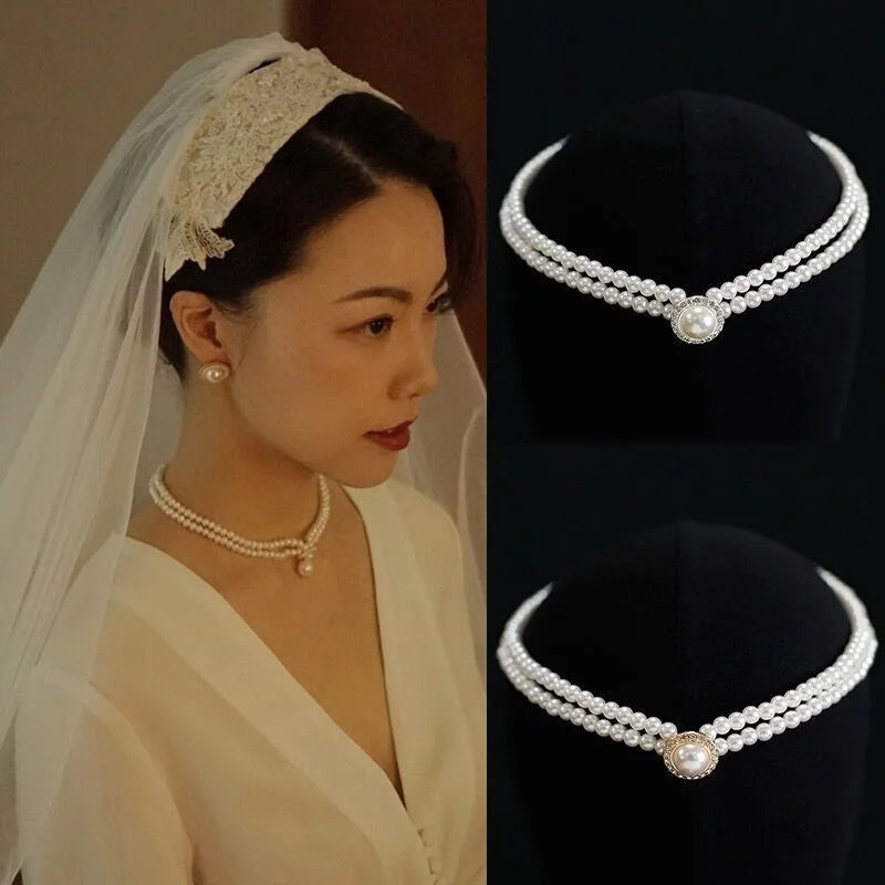 New Baroque Pearl Choker Necklace For Women Luxury Wedding Party Triple-layer Beaded Necklace Torques Ladies Trendy Jewelry Gift