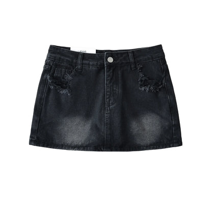 Mini skirts for women high waisted denim skirt black distressed jeans skirts womens 2024 Summer clothes blue jean skirts ripped