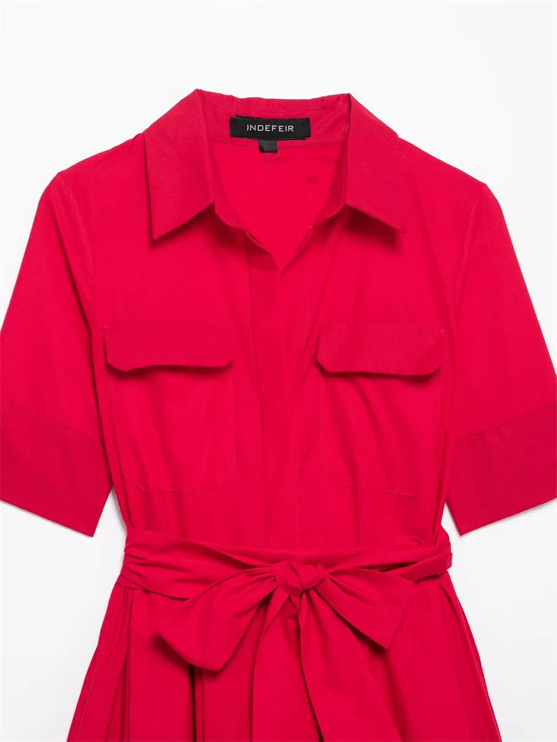 Women's Dresses New Spring 2025 Red Dress Elegant and Romantic Passionate and Unrestrained Belt Embellishment