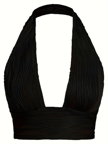 Sexy Crop Tops for Women Deep V Neck Back Cutout Sleeveless Plunge Racerback Tank Cropped Top