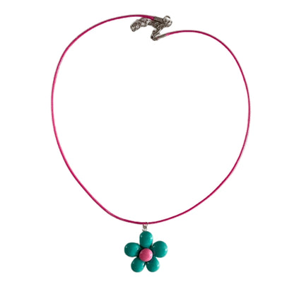 Colorful Flower Necklace Statement Pendant Necklace Floral Design Neck Jewelry Rope Necklace Perfect Gift for Women Girl