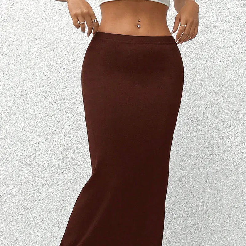 Sexy Women's Skirt Summer Solid New Streetwear Fashion Casual Slim Versatile Female Straight Skirt Elegant Simple Knitted Skirt