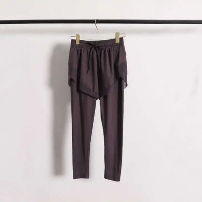 Stretch Autumn Sports Pants Women Two Pieces Fitness Yoga Pants and Shorts With Inner Phone Pocket 2 in 1 Yoga Pants