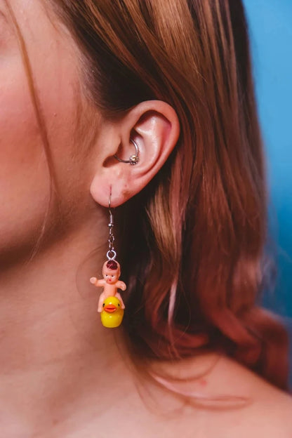 Baby Riding Duck Earrings baby earrings Weird but funky earrings accessory cute earrings women 2022 trending