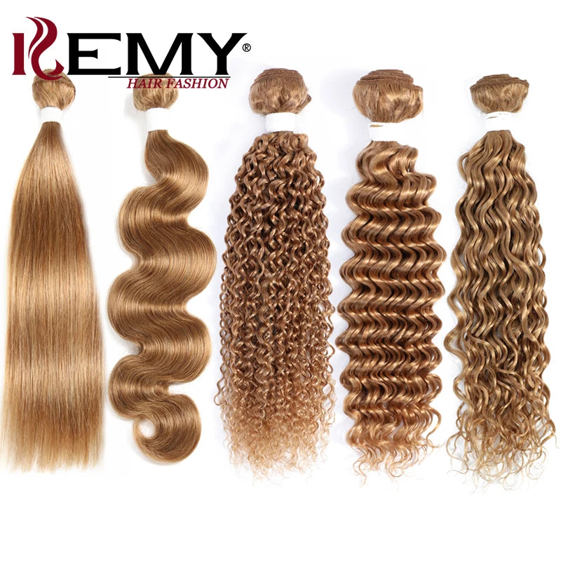 Body Wave Human Hair Bundles Honey Blonde Colored Human Hair Weave Bundles Brazilian Remy Hair Bundle Deals 1 PC KEMY HAIR