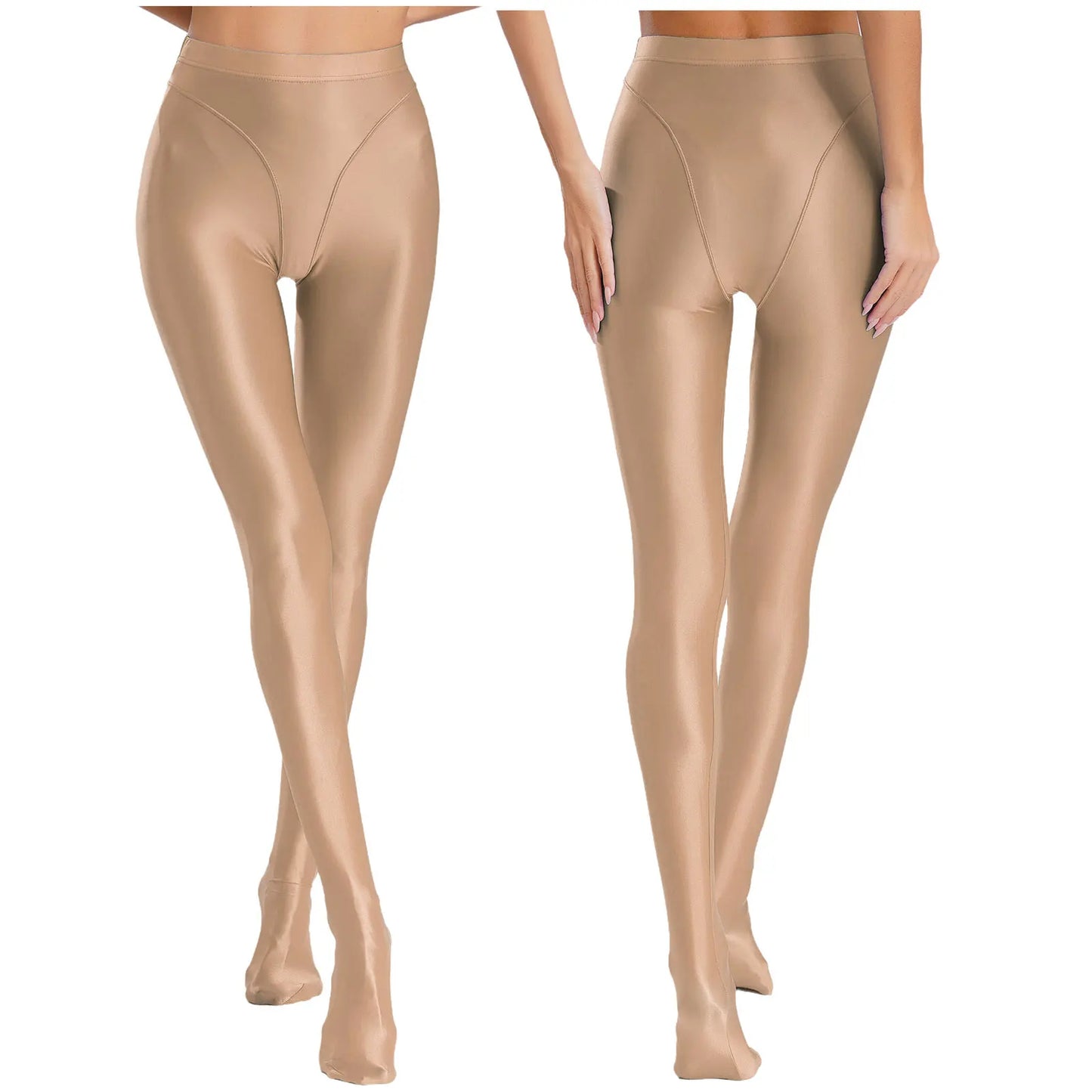 Womens Gymnastic Yoga Pants Leggings High Waist Stretchy Glossy Pantyhose Silky Skinny Pantyhose Role Play Nightclub Wear