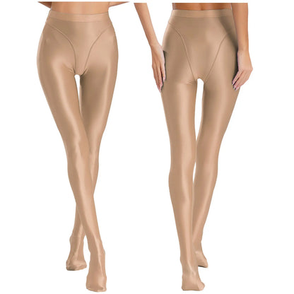 Womens Gymnastic Yoga Pants Leggings High Waist Stretchy Glossy Pantyhose Silky Skinny Pantyhose Role Play Nightclub Wear