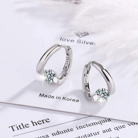 925 Sterling Silver Gold Crystals Simple Earrings For Women Fashion Wedding Luxury Jewelry 2024 Trend