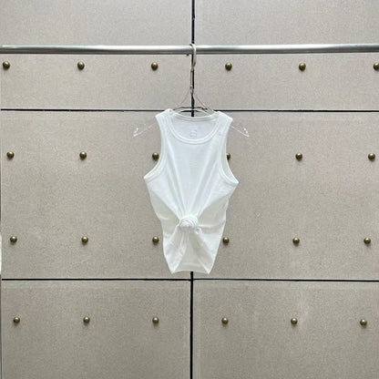 Women t-shirts New twisted flower knotted sleeveless top for summer 2025 Elastic slim pure cotton women's vest corset crop top