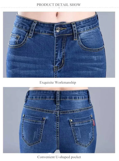 2023 New Jeans For Women Skinny High Waist Stretch Waist Feminino Pants Female denim Blue Black Trousers Pencil Jeans