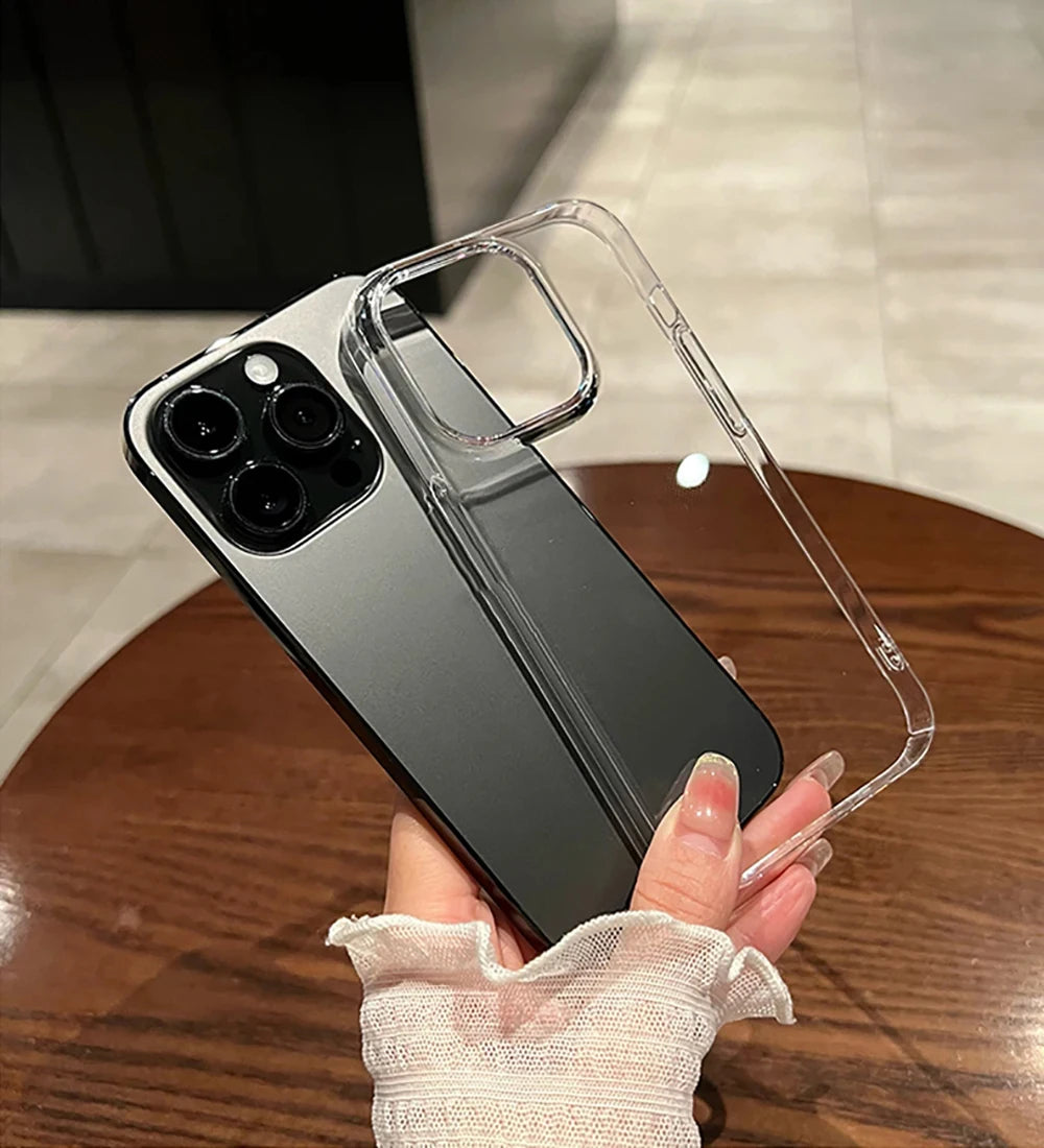 Luxury Shockproof Clear Bumper Cases For iPhone 16 15 14 13 12 11 Pro Max Plus Transparent Soft Acrylic Phone Cover Accessories