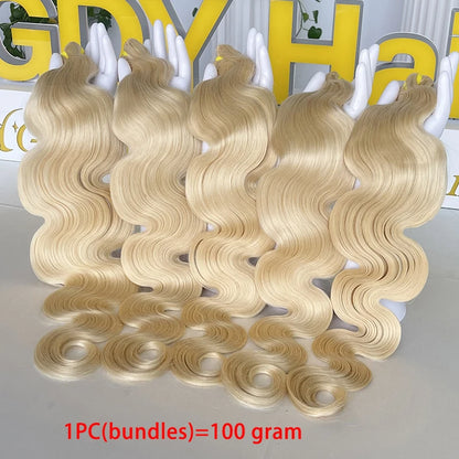 #613 Blonde Body Wave/Straight Hair Bundles Double Drawn Raw Vietnamese Hair Bundles Weave Honey Blonde 100% Human Hair Full