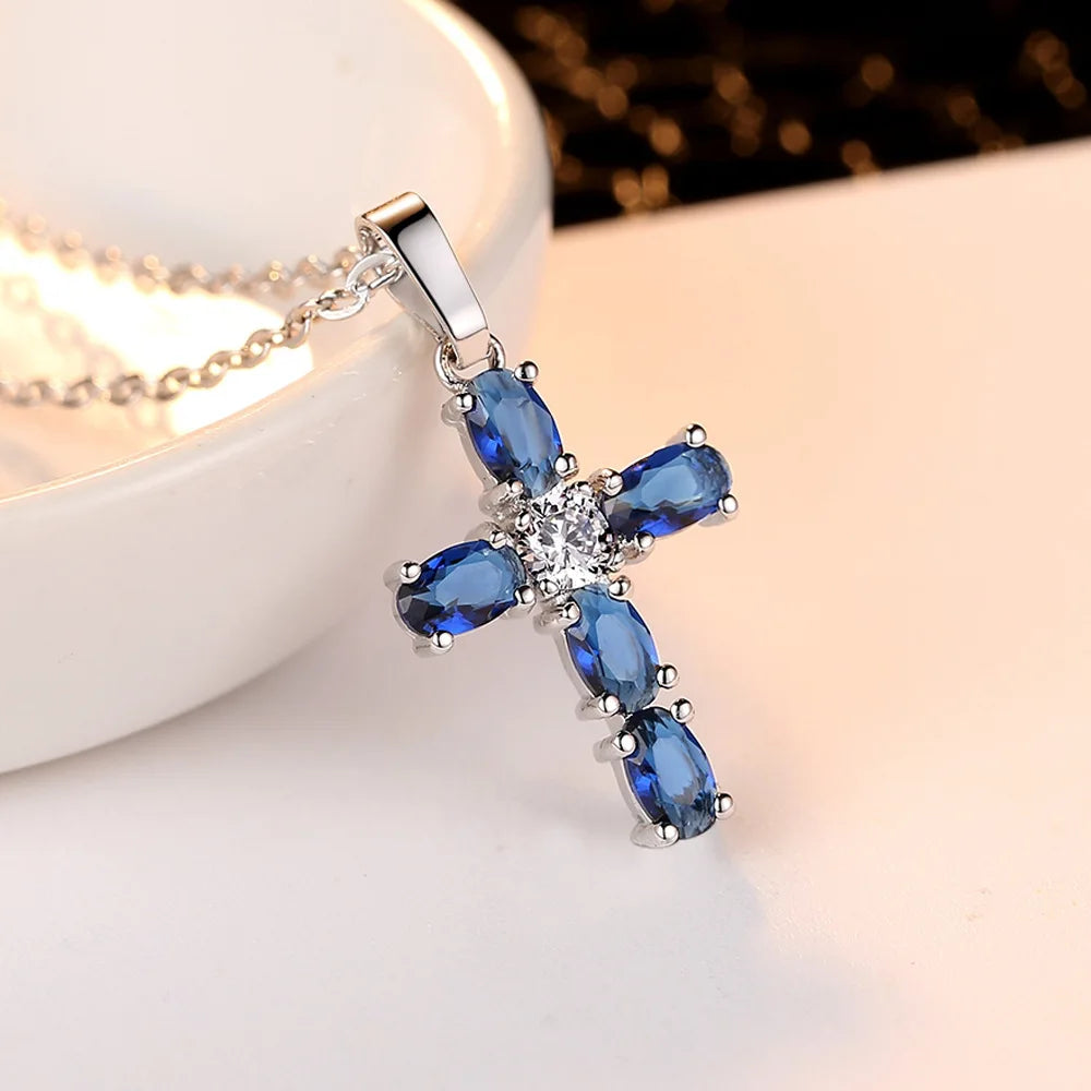 Aesthetic Cross Necklace for Women Charming Zirconia Trendy Party Accessories Personalized Female Jewelry Wholesale Bulk
