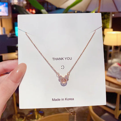 Cute Anime Necklaces For Women Crystal Bear Cartoon Pendant Necklace 2023 Luxury Clavicle Chain Fashion Korean Jewelry Wholesale