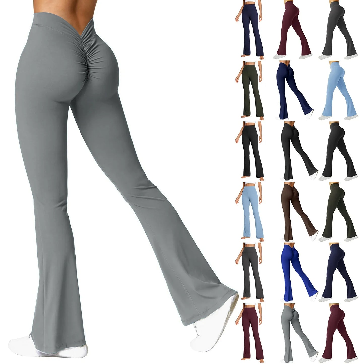 Women'S Slim Fit Yoga Pants Womens Stretch Yoga Leggings Fitness Running Gym Sports Full Length Active Pants Flared Trousers