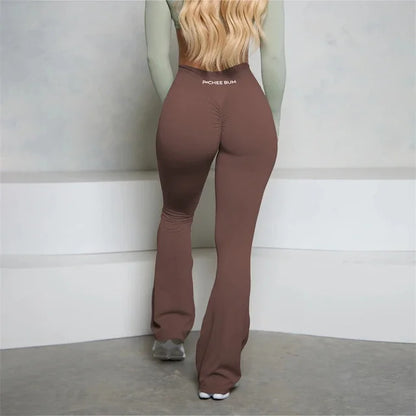 Bum New Yoga Pants Flare Scrunch Butt Pants Women Bell Bottoms Yoga Leggings High Waist Gym Fitness Pants Stretch Workout