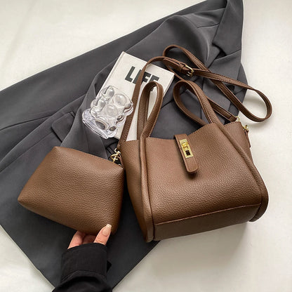 Stylish Bucket Bag for Women with Magnetic Closure Crafted from Durable PU Leather Ideal for Work and Travel Use