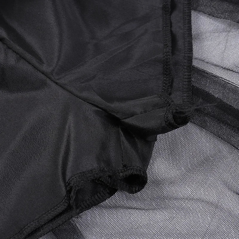 Casual Skirts Punk Sexy Net Yarn High-Waisted Irregular Skirt for Women Summer New European and American Gothic Style Versatile