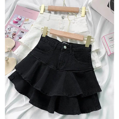 Girls Skirt 2023 New Fashionable Spring and Summer Elastic Waist Casual Simple Solid Color Sweet Girls Mini Skirts