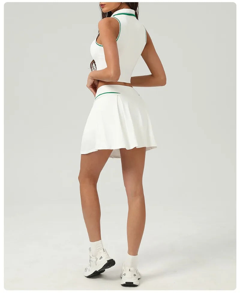 Tennis Skirt Sets Sports Fitness Golf Badminton Running Leisure Sports Short Skirts Workout Clothing Gym Yoga Suits for Women