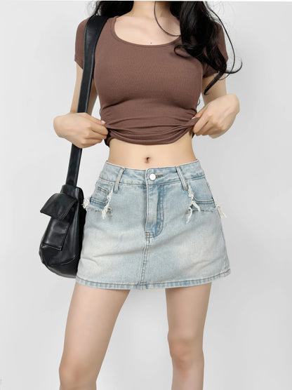 Mini skirts for women high waisted denim skirt black distressed jeans skirts womens 2024 Summer clothes blue jean skirts ripped