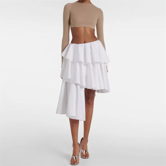 Women's skirt New irregular ruffle edge slim fit women's half skirt for summer 2025 High waist slim pure cotton long skirt y2k