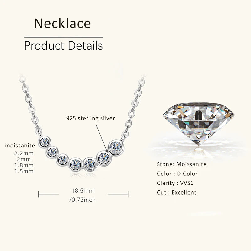 Lnngy Collares Mujer 925 Sterling Silver Clavicle Necklace For Women Exquisited 7 Stones Moissanite Pendant Necklaces Jewellry