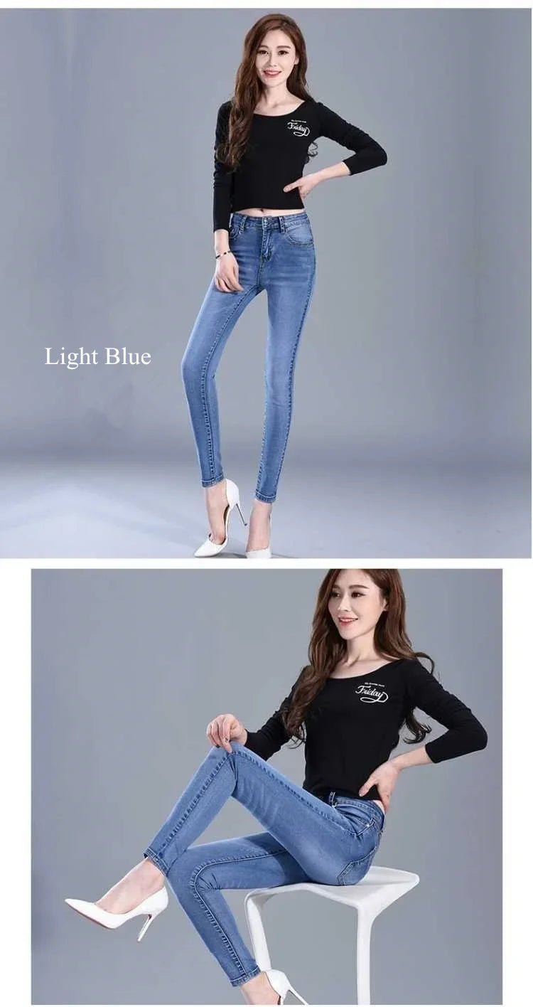 2023 New Jeans For Women Skinny High Waist Stretch Waist Feminino Pants Female denim Blue Black Trousers Pencil Jeans