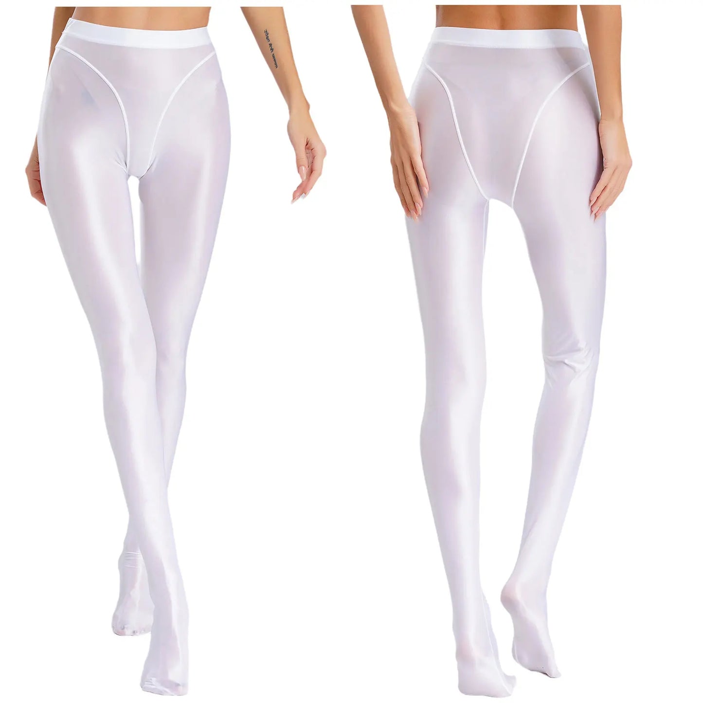 Womens Gymnastic Yoga Pants Leggings High Waist Stretchy Glossy Pantyhose Silky Skinny Pantyhose Role Play Nightclub Wear