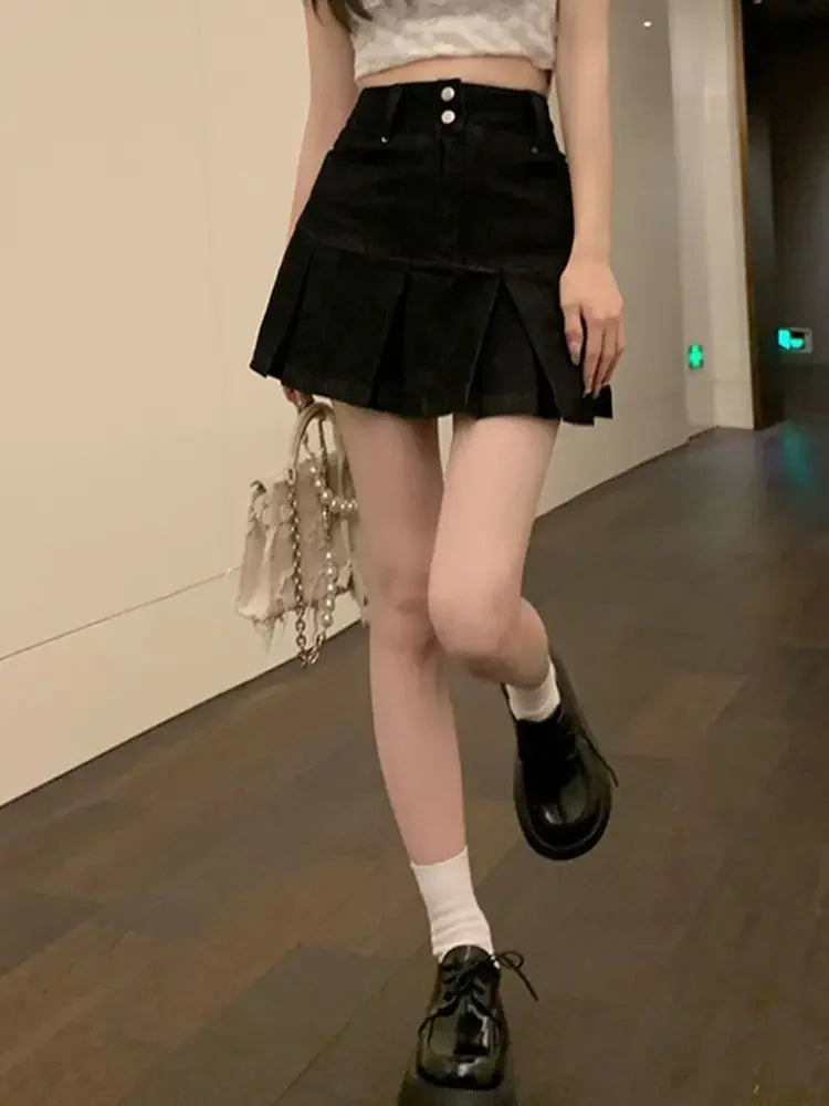 Jeans Skirts for Women Short Gyaru Coquette Mini Woman Denim Skirt High Waist Cute Kawaii Sexy Premium Korean Style New in Cheap