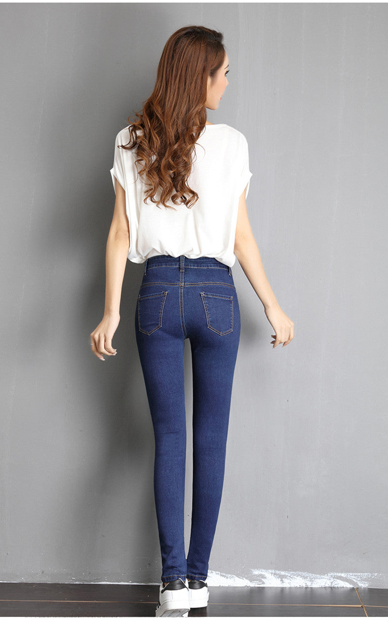 Jeans for Women Mom Jeans Blue Gray Black Woman High Elastic Stretch Jeans Female Washed Denim Skinny Pencil Pants