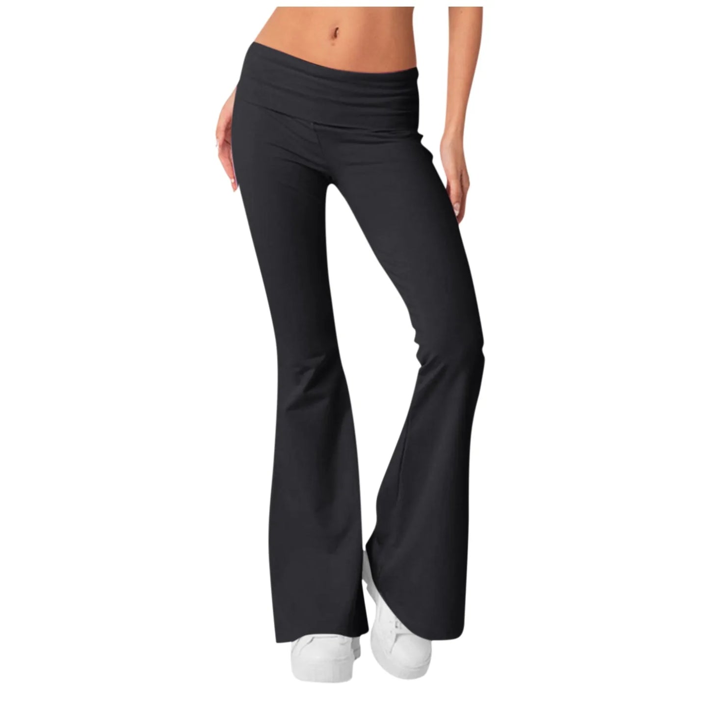 Long Pants Women Fashion Trousers Solid Elastic Leggings Flare Bottoms High Waist Wide Leg Athletic Yoga Bell Pants Summer