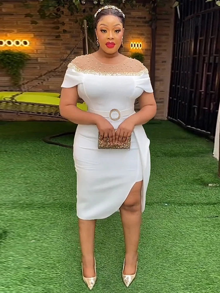 Elegant Party Dresses For Women 2025 Spring Summer Short Sleeve Bodycon Robe African Wedding Prom Evening Dress Ladies Clothing