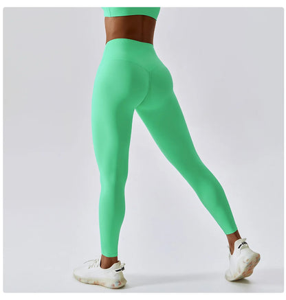 Women's Yoga Pants Nude Feeling Running Speed Dry Buttock Lifting Fitness Pants High Waist Tight Gym Push-Up Sweat Pants