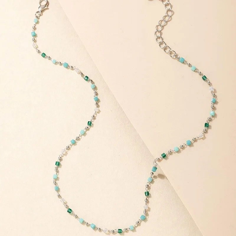 Necklace for Women Bohemian Colorful Beaded Fashion Jewelry Set On The Neck Party  Choker Chain  Femme Handwork Gift Daily