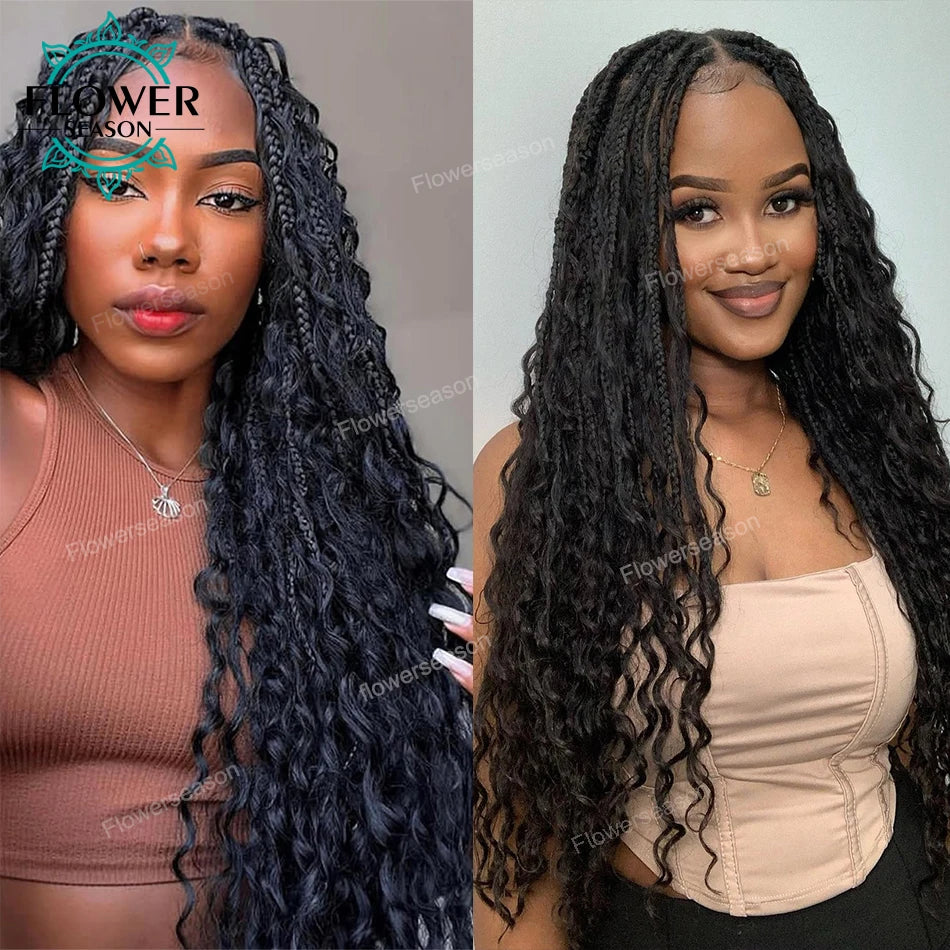 Braids Human Hair Bundles Boho Box Braids Human Hair With Curls Weave Bundles Extension Double Weft 150g/set Braided Weft Hair