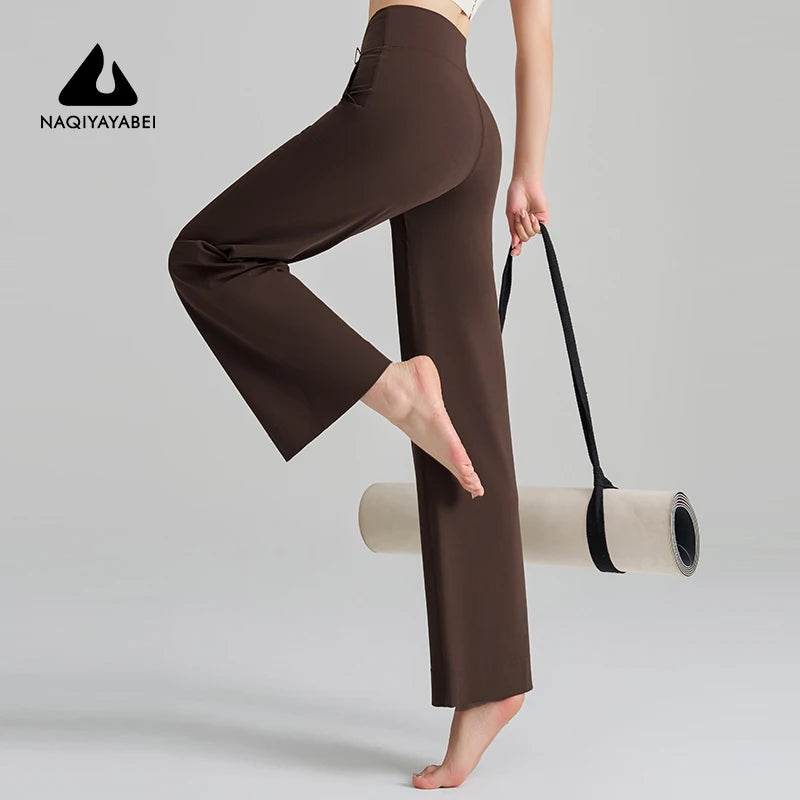 Women's High Waist Stretch Yoga Pants Quick Dry Breathable Loose Running Pants Gym Outdoor Training Pants