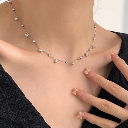 S925 Sterling Silver Necklace Bead Chain Beautiful SimpleMulti Round Bead Pendant For Women Wedding Fine Jewelry Christmas Gifts
