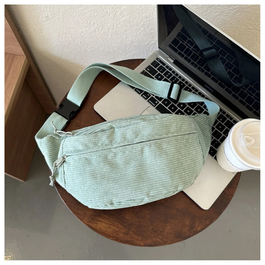 Women Waist Bag Fashion New Student Shoulder Crossbody Bag Corduroy Niche Chest Bag Banana Belt Bags Ladies Handbag