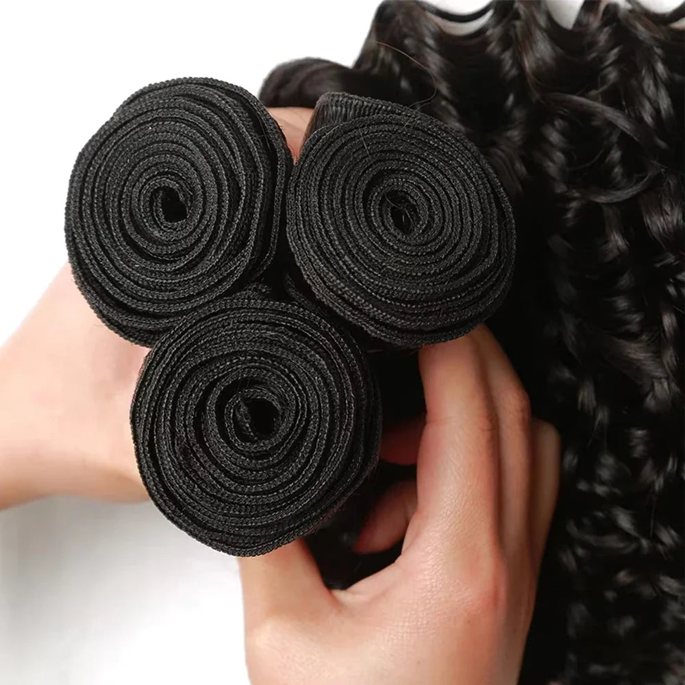 Deep Wave Human Hair Bundles Brazilian Hair Natural Color Deep Wave One Weave Bundles Unprocessed Human Hair 30 40 Inches
