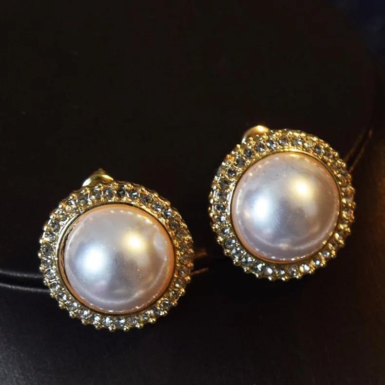 Women Elegant Pearl Double Layers Necklace Earrings Exquisite Vintage Classic Chains For Lady Party Wedding Retro Jewelry Choker