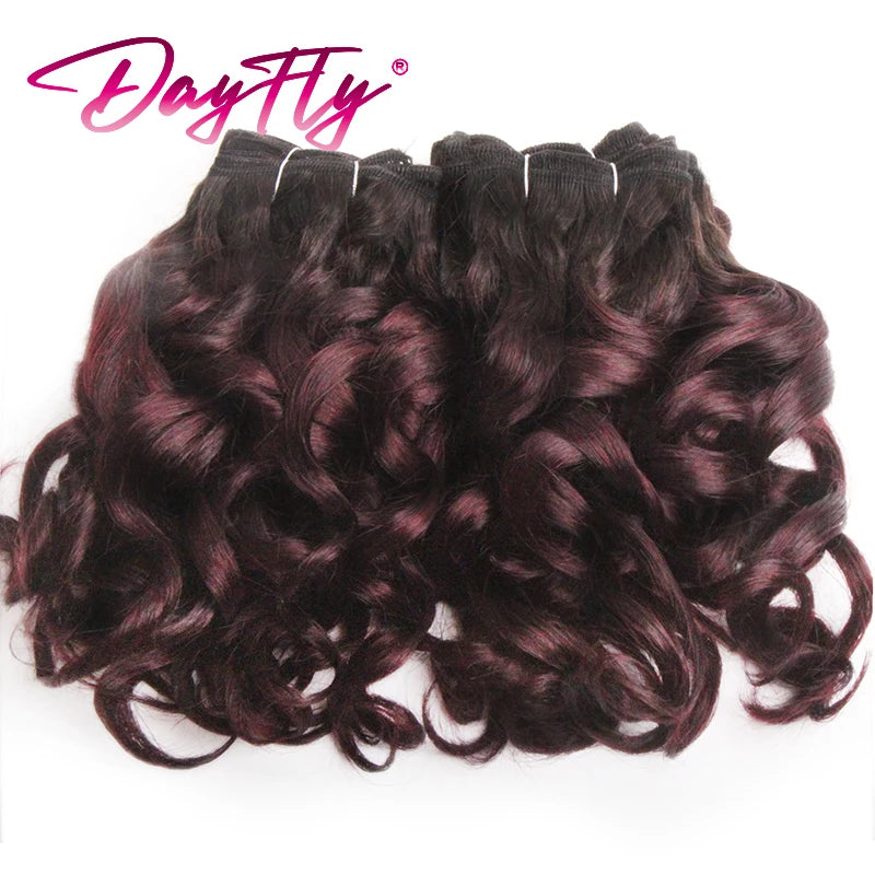 Brazilian Hair Weave Bundles 100% Human Hair Bundles Short Curly Hair Bundles 8Inch 6 Bundles Colored Hair Extensions For Women