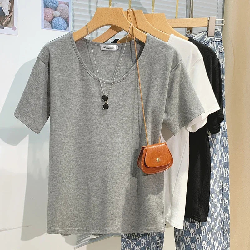 2025 Women T Shirt Girls T-Shirt Woman Clothes Tops Tshirt Female Short Sleeve Spring Tee Sexy Y2k Top White New