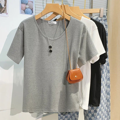 2025 Women T Shirt Girls T-Shirt Woman Clothes Tops Tshirt Female Short Sleeve Spring Tee Sexy Y2k Top White New