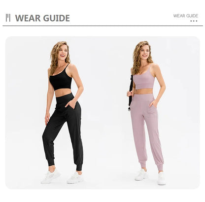 Women Loose Yoga Pants Running Sports Training Trousers with Pocket Casual Quick Dry Fitness Pants Thin for Spring Summer