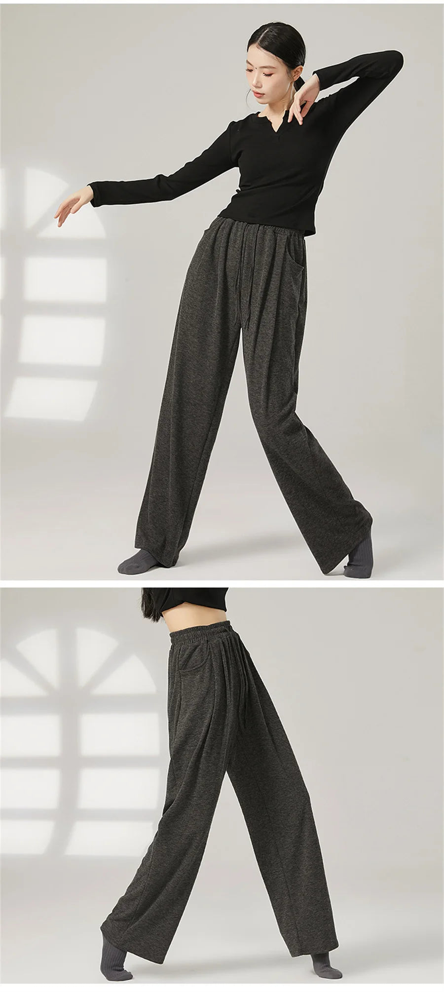 Women Loose Yoga Pants Autumn Soft Drawstring High Waist Modern Dance Sport Wide Leg Clothes Classical Dancing Training Trousers