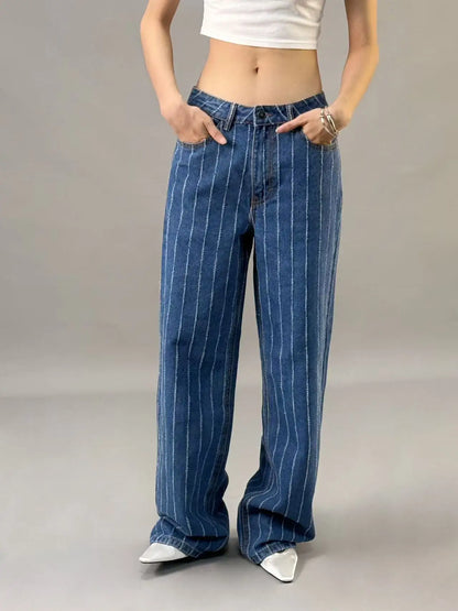 Worn-out jacquard jeans for women  Spring Summer 2025 new style  High waisted  wide leg  loose fit  slimming effect