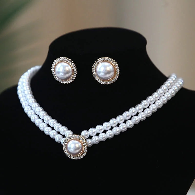 New Baroque Pearl Choker Necklace For Women Luxury Wedding Party Triple-layer Beaded Necklace Torques Ladies Trendy Jewelry Gift