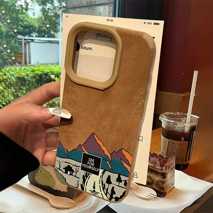 California Highway Flip Fur Leather Phone Case For iPhone 15 Pro Max Cases iPhone 11 12 13 14 16 Pro Max XS X XR 15 Plus Cover