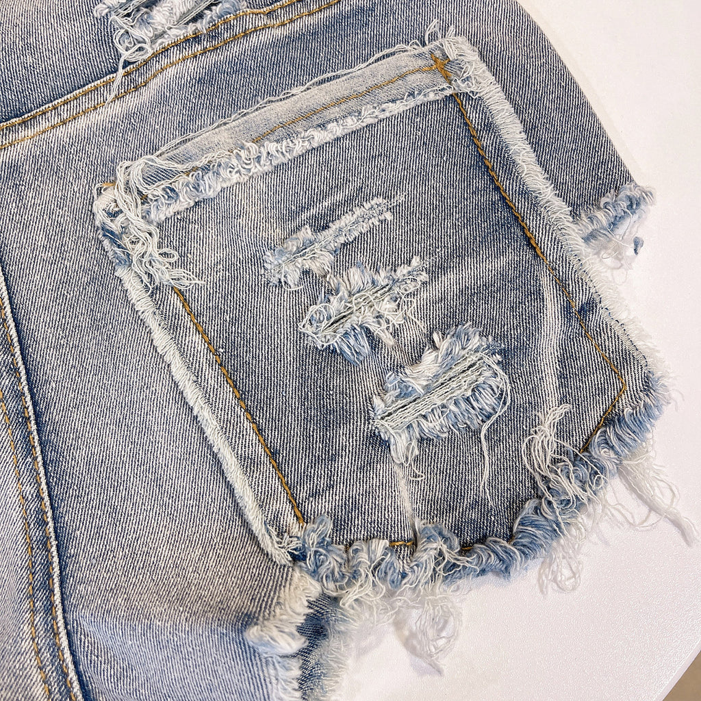 Short Jeans Women 2025 New Hole Raw Edge High Waist Tight Jeans Shorts Female Light Color Sexy Bodycon Ultra Shorts
